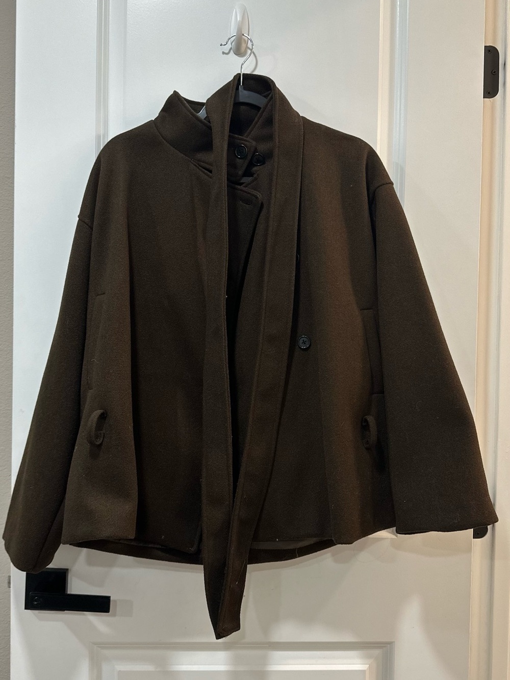 Men's Dark Brown Wool Blend Short Coat Jacket